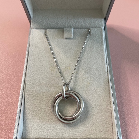 Borsheims Jewelry - Borsheims Sterling Silver Intertwined Circle Pendant, 16"